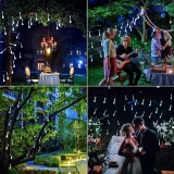 1pc Water Drops Solar String Light, 255.91inch/30LED Outdoor Waterproof Lighting Crystal String Lights With 8 Lighting Modes Solar Garden Lights, Outdoor Patio, Porch, Christmas Wedding Party Garden Wall Decoration (Colourful/Warm White/White)