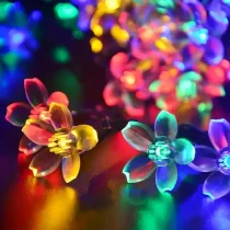 1pc, Peach Flower Solar String Lights, Solar Lights Outdoor Waterproof, Cherry Blossoms Solar Fairy Lights Decorations For Garden Yard Patio Christmas Tree Party Decoration