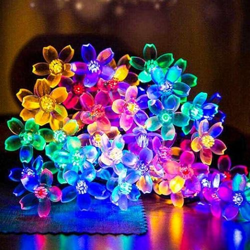 Plug in Fairy Flower String Lights, 33ft 100 LED Cherry Blossom Christmas Decorative Flower Lamp, Novelty Artificial Flower For Wedding Party Room Wall Hanging Decorations Indoor(Multi Color)