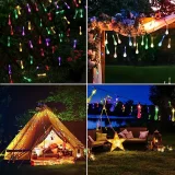 1pc Water Drops Solar String Light, 255.91inch/30LED Outdoor Waterproof Lighting Crystal String Lights With 8 Lighting Modes Solar Garden Lights, Outdoor Patio, Porch, Christmas Wedding Party Garden Wall Decoration (Colourful/Warm White/White)