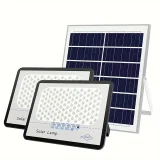 1 Pack One Drag Two High-power Solar Lights Outdoor, 100W*2, 205*2 LED Spot Light Nano Large Lamp Beads, Anti-glare Tempered Glass Lampshade, Dual-use Lamp, Suitable For Courtyards, Roadsides, Basketball Courts, Swimming Pools, Etc