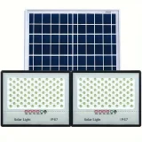 1 Pack One Drag Two High-power Solar Lights Outdoor, 100W*2, 205*2 LED Spot Light Nano Large Lamp Beads, Anti-glare Tempered Glass Lampshade, Dual-use Lamp, Suitable For Courtyards, Roadsides, Basketball Courts, Swimming Pools, Etc