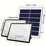 1 Pack One Drag Two High-power Solar Lights Outdoor, 100W*2, 205*2 LED Spot Light Nano Large Lamp Beads, Anti-glare Tempered Glass Lampshade, Dual-use Lamp, Suitable For Courtyards, Roadsides, Basketball Courts, Swimming Pools, Etc