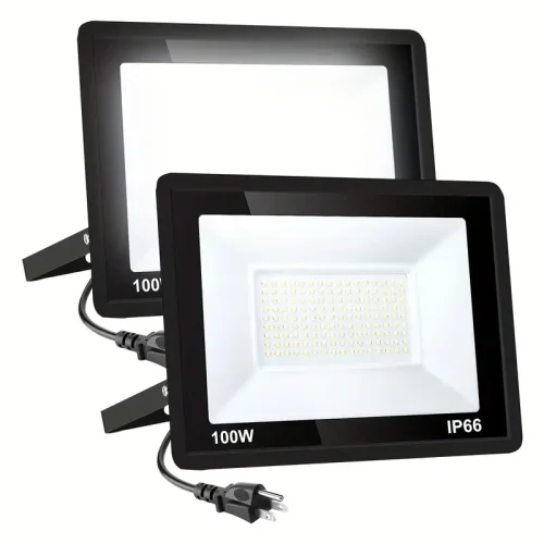 1 Set TUYA SmartLife Wireless Remote Smart Flood Light , Outdoor RGB Color Changing, Smart Floodlights RGBCW 2700K-6500k & 16 Million Colors, Grouping, Dimmable By 2.4G Remote Control , IP66 Waterproof With US Plug