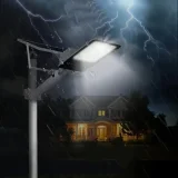 Intelligent Light Control Solar Street Lamp ABS+PS Material IP65 Precision Waterproof High Brightness LED Lamp Bead Large Capacity Lithium Battery Irradiation 100 Flat Suitable For Garden Farm Roadside Support And Wall Installation Package