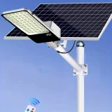 1 Pack Golden Bean Model High Power High Bright Solar Pathway Light, High Accessories Solar Panel, 3030 Lens Headlight Beads, Light Control Induction + Remote Control + Timing, Distribution Remote Control, Mounting Rod, Wall Mount Package