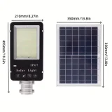 1pc 300W Solar Street Light, Outdoor Parking Lot Light, Dusk-to-dawn Motion Sensor Flood Light, IP67 Waterproof, LED Human Body Induction Light, Illuminating Area Of 120 Square Meters With Remote Control Suitable For Streets, Courtyards, Fences