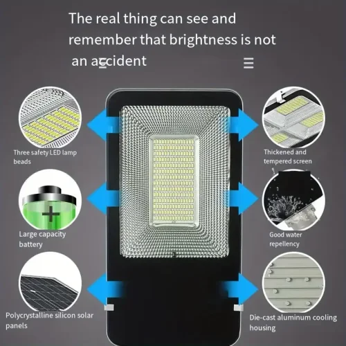 Intelligent Light Control Solar Street Lamp ABS+PS Material IP65 Precision Waterproof High Brightness LED Lamp Bead Large Capacity Lithium Battery Irradiation 100 Flat Suitable For Garden Farm Roadside Support And Wall Installation Package