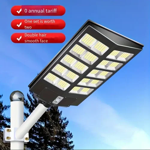 1pc Solar Street Lights Outdoor, High-brightness Solar Integrated Human Body Sensing Light, 400W, 800 High-brightness LED5730 Lamp Beads, Waterproof, Light Control + Human Body Sensing + Remote Control, Suitable For Courtyards, Roadsides, Parks