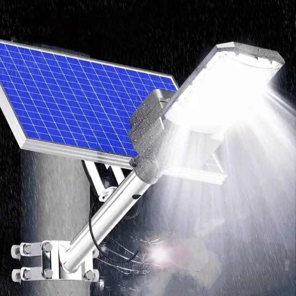 1pc Curved Lens 320° Luminous Solar Lamp, Battery Capacity: 25AH/3.2V, Light Control + Time And Space + Remote Control, Suitable For Courtyards, Roads, Front Doors, Playgrounds, Free Light Pole + Remote Control + Wall Mounting Parts Package