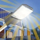 1pc Curved Lens 320° Luminous Solar Lamp, Battery Capacity: 25AH/3.2V, Light Control + Time And Space + Remote Control, Suitable For Courtyards, Roads, Front Doors, Playgrounds, Free Light Pole + Remote Control + Wall Mounting Parts Package