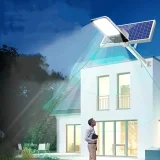 1 Pack Golden Bean Model High Power High Bright Solar Pathway Light, High Accessories Solar Panel, 3030 Lens Headlight Beads, Light Control Induction + Remote Control + Timing, Distribution Remote Control, Mounting Rod, Wall Mount Package