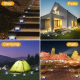 4pcs Solar Ground Disk Lights, 12LED Disk Lights, LED Solar Lights Outdoor Garden Lights, Solar Powered Waterproof Lights, Landscape Lights, For Garden Lawn Pathway Walkway Deck Yard