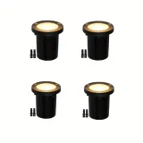 4/12 Pack 5W Well Lights, 12-24V LED In-Ground Low Voltage Landscape Lights With Connectors, IP67 Waterproof Landscape Lighting, 3000K Pavers Lights Warm White For Yard, Garden, Patio( Power Adapter Not Included)