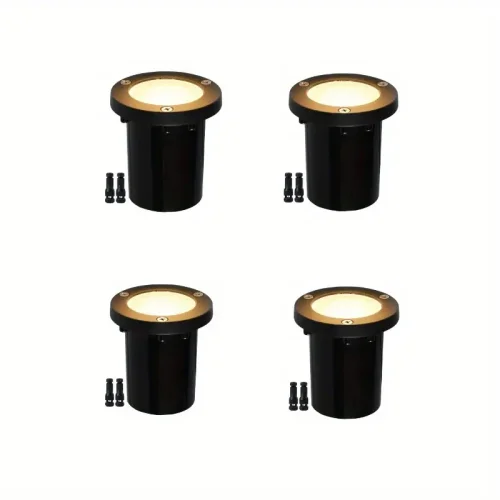 4/12 Pack 5W Well Lights, 12-24V LED In-Ground Low Voltage Landscape Lights With Connectors, IP67 Waterproof Landscape Lighting, 3000K Pavers Lights Warm White For Yard, Garden, Patio( Power Adapter Not Included)