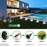 4pcs Solar Ground Disk Lights, 12LED Disk Lights, LED Solar Lights Outdoor Garden Lights, Solar Powered Waterproof Lights, Landscape Lights, For Garden Lawn Pathway Walkway Deck Yard