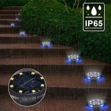 4pcs Solar Ground Disk Lights, 12LED Disk Lights, LED Solar Lights Outdoor Garden Lights, Solar Powered Waterproof Lights, Landscape Lights, For Garden Lawn Pathway Walkway Deck Yard