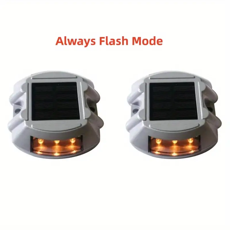 2pcs Solar Deck Lights, Driveway Dock Lights, Die-Casting Aluminum, Always Flash Mode, Outdoor IP68 Waterproof, Road Markers For Expressway,Step ,Sidewalk Stair, Boat, Garden, Ground Pathway, Yard