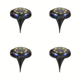 4pcs Solar Ground Disk Lights, 12LED Disk Lights, LED Solar Lights Outdoor Garden Lights, Solar Powered Waterproof Lights, Landscape Lights, For Garden Lawn Pathway Walkway Deck Yard