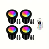 4pcs/6pcs 12W RGBW Low Voltage Landscape Lights, Landscape Lighting, Color Changing LED Well Lights Outdoor, 12-24V Multicolor In Ground Lights IP67 Waterproof For Garden Yard Tree (16 Color)