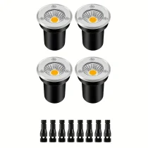 8pcs LED Well Lights, 3W 12V-24V Warm White In Ground Lights, Low Voltage Landscape Lights, IP67 Waterproof, Low Voltage Landscape Lighting, Driveway Deck Step Garden Lights Outdoor (16pcs Connecters Included)