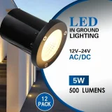 4/12 Pack 5W Well Lights, 12-24V LED In-Ground Low Voltage Landscape Lights With Connectors, IP67 Waterproof Landscape Lighting, 3000K Pavers Lights Warm White For Yard, Garden, Patio( Power Adapter Not Included)