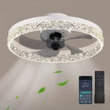 1pc Ceiling Fans With Lights, Smart Ceiling Fan With Remote Control, Dimmable 3 Color 6 Speeds, Low Profile Ceiling Fan Light, For Bedroom Living Room Kitchen (Black, White)