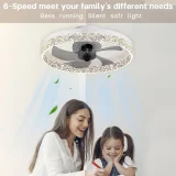 1pc Ceiling Fans With Lights, Smart Ceiling Fan With Remote Control, Dimmable 3 Color 6 Speeds, Low Profile Ceiling Fan Light, For Bedroom Living Room Kitchen (Black, White)