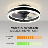 1pc Ceiling Fan With Lights, LED Adjustable Silent Ceiling Fan With Remote Control, 6-speed 60W Reversible Contemporary Ceiling Fan For Bedroom, Study, Restaurant, Etc.(19.7 , 15.7 , Black)