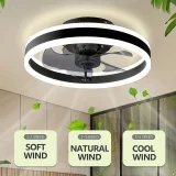 1pc Ceiling Fan With Lights, LED Adjustable Silent Ceiling Fan With Remote Control, 6-speed 60W Reversible Contemporary Ceiling Fan For Bedroom, Study, Restaurant, Etc.(19.7 , 15.7 , Black)