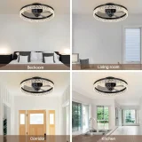 1pc Ceiling Fans With Lights, Smart Ceiling Fan With Remote Control, Dimmable 3 Color 6 Speeds, Low Profile Ceiling Fan Light, For Bedroom Living Room Kitchen (Black, White)
