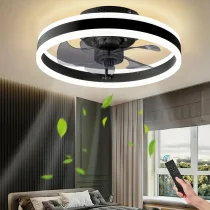 1pc Ceiling Fan With Lights, LED Adjustable Silent Ceiling Fan With Remote Control, 6-speed 60W Reversible Contemporary Ceiling Fan For Bedroom, Study, Restaurant, Etc.(19.7 , 15.7 , Black)