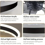 1pc Ceiling Fan With Lights, LED Adjustable Silent Ceiling Fan With Remote Control, 6-speed 60W Reversible Contemporary Ceiling Fan For Bedroom, Study, Restaurant, Etc.(19.7 , 15.7 , Black)