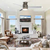 1pc Embedded Fan Light With Remote Control, Adjustable 3000k Color Temperature LED Light Source, 3-speed Wind, Glass Lampshade, 3 Double-sided Color Wooden Fan Blades, Suitable For Bedroom, Living Room, Basement, Kitchen, Dining Room (52 Inches)