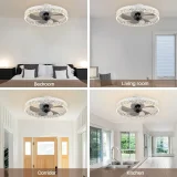 1pc Ceiling Fans With Lights, Smart Ceiling Fan With Remote Control, Dimmable 3 Color 6 Speeds, Low Profile Ceiling Fan Light, For Bedroom Living Room Kitchen (Black, White)