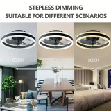 1pc Ceiling Fan With Lights, LED Adjustable Silent Ceiling Fan With Remote Control, 6-speed 60W Reversible Contemporary Ceiling Fan For Bedroom, Study, Restaurant, Etc.(19.7 , 15.7 , Black)