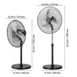 VEVOR 20 Inch Industrial Pedestal Fan, 3-Speed Oscillating Fan with Adjustable Height, 18/20/30 Inch Optional