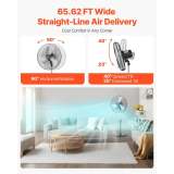 VEVOR 20 Inch Industrial Pedestal Fan, 3-Speed Oscillating Fan with Adjustable Height, 18/20/30 Inch Optional