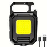 Mini LED Flashlight Keychain Light, Dual COB Lighting, USB Rechargeable Work Light, Magnetic Design, Built-in Battery, Portable Fishing Emergency Lamp