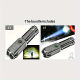 1 Piece 400mAh/800mAh Ultra-Bright Zoomable Flashlight, Compact, Rechargeable Long-Distance IPX4 Durable LED Light, Adjustable Zoom Light for Outdoor & Home Use