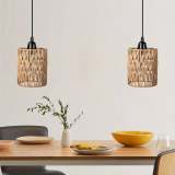 Battery-powered pendant light, battery hanging lantern, rattan light with warm white bulb, powered by 4 AA batteries, suitable for gazebo, pergola, porch, patio, outdoor and indoor decoration