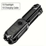 1 Black Light UV Flashlight, UV395NM, IPX4 Waterproof Rechargeable High-Brightness ABS Portable UV Light, 3 Modes Zoomable USB Rechargeable Flashlight, Ideal for Pet Identification