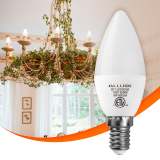 12-pack, B11/C37 LED candelabra bulb 5W 500 lumens (50W equivalent), E12 base, CRI 85+, 3000K/5000K/6500K color temperature, AC110-130V non-dimmable, suitable for home, bar, restaurant and hotel decoration