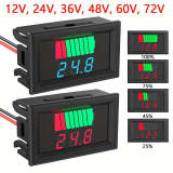 Battery Charge Level Indicator 12V 24V 36V 48V 60V 72V – Battery Capacity Tester, LED Display Voltmeter for Cars, Golf Carts, Forklifts & Electric Vehicles