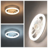 Bedroom Ceiling Fan Light with Remote Control, 17.72 Inch Diameter, Low Profile Flush Mount Upgrade Fan, 6 Speed Levels, Dimmable LED Light, Quiet DC Motor Operation