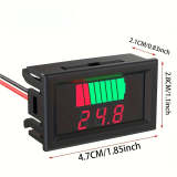 Battery Charge Level Indicator 12V 24V 36V 48V 60V 72V – Battery Capacity Tester, LED Display Voltmeter for Cars, Golf Carts, Forklifts & Electric Vehicles
