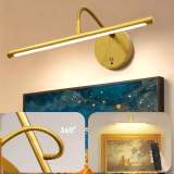 Art Picture Light, Rechargeable Remote Control Wall Picture Light, 3-Color Adjustable Color Temperature, Magnetic Installation, Optional Black/Gold Housing – Suitable for Wall Washing, Photography, Murals, Artwork and Display Lighting