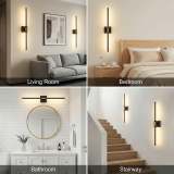 Battery Operated Wall Light Set, 2-Pack, Wireless Rechargeable Wall Light with Remote Control, 350° Rotation, 3000K/4000K/6500K Dimmable Battery Wall Light, Suitable for Living Room, Bedroom, 28.3 Inches