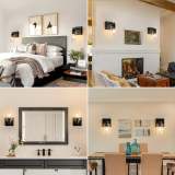 Battery Operated Wall Light Set 2/1, Rechargeable, Dimmable, Remote Control, Touch Control, USB-C Charging, Suitable for Living Room, Bedroom Black (Bulbs Included)