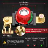 Battery Disconnect Switch – 12V Battery Cut-Off / Shut-Off Kit for Cars, RVs, Trucks, 4WD, Fits Positive Terminal with Flexible Mounting